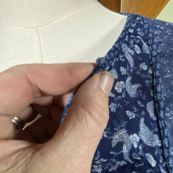 Old Navy Women's Plus Size 4X Blue Mixed Print Long Sleeve Peasant Top Bohemian - Picture 5 of 14